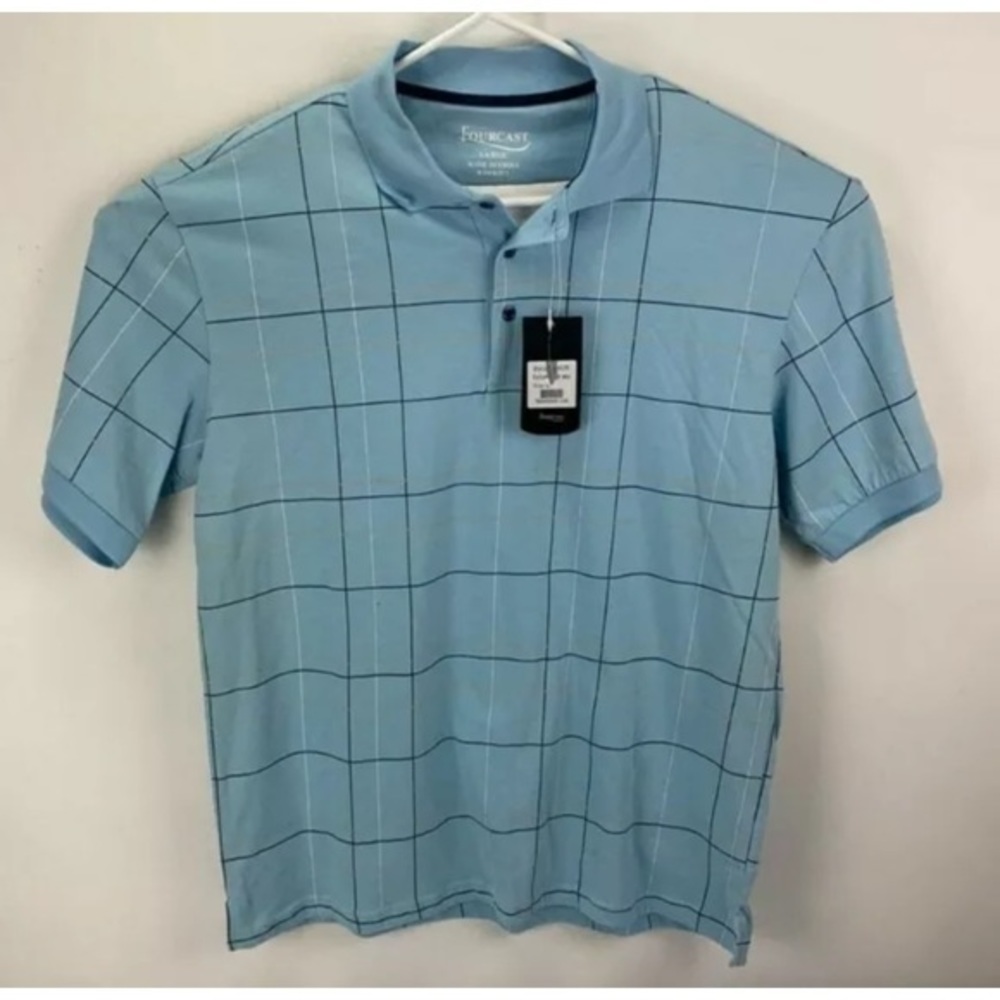 FourCast Polo shirtLight Blue w/stripes Size  Men's Large  NWT